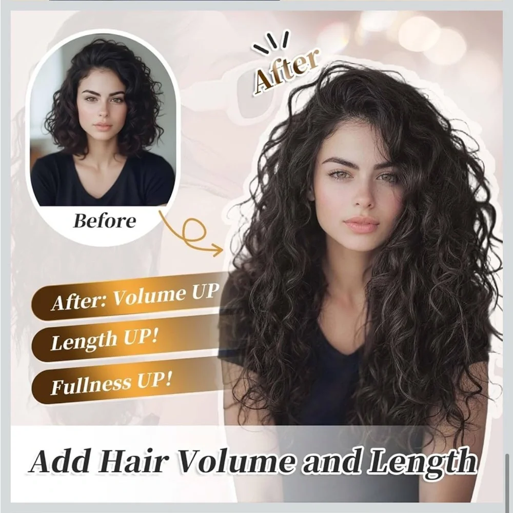 Vizfrucean 16 inch 4 piece clip in hair extensions dark brown